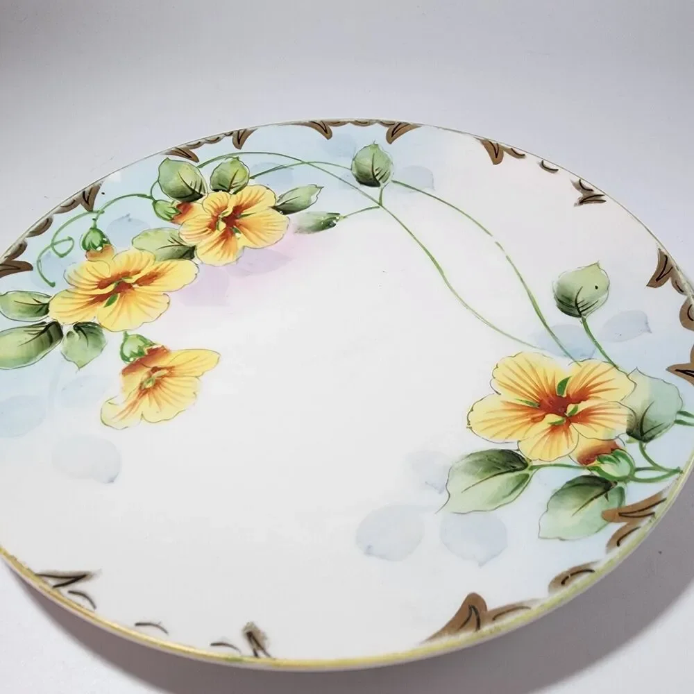 Vintage Hand Painted Nippon Yellow Floral Plate 9